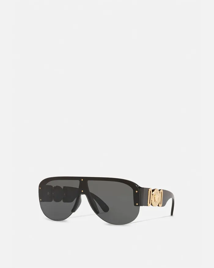 Sunglasses Men Versace Medusa Biggie Shield Sunglasses Black