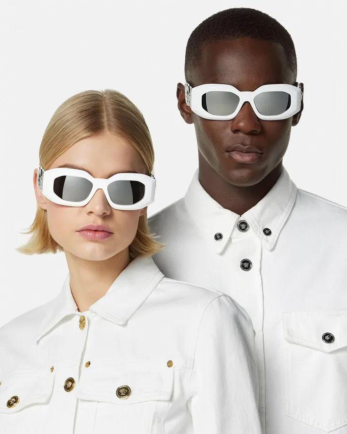 Sunglasses MenWomen Versace Maxi Medusa Biggie Sunglasses White