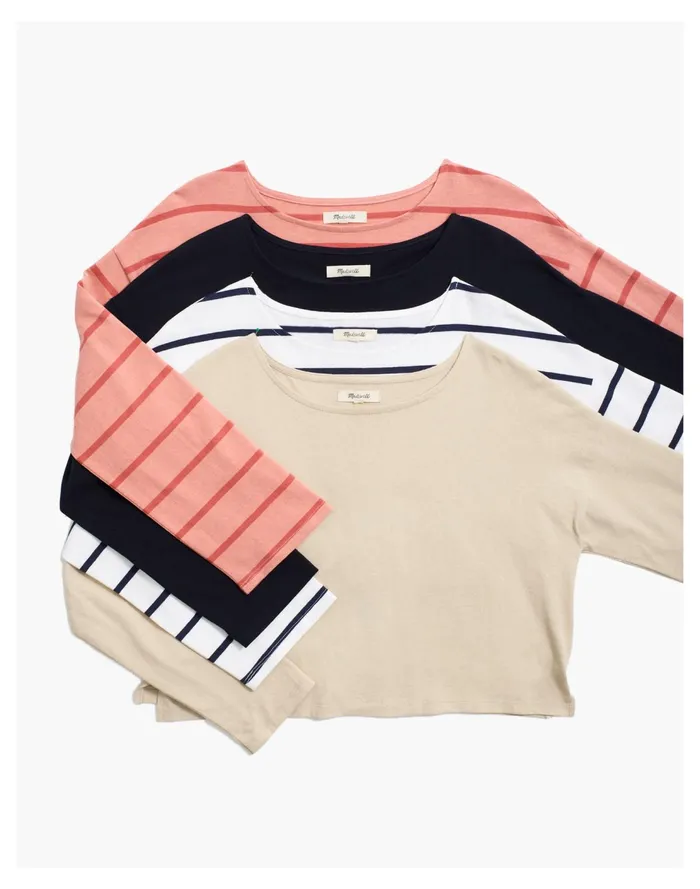 Supercrop Long Sleeve Tee True Black Women Madewell Tees Supercrop Long Sleeve Tee True Black Women Madewell Tees