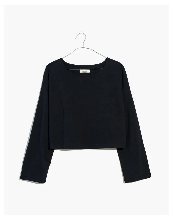 Supercrop Long Sleeve Tee True Black Women Madewell Tees Supercrop Long Sleeve Tee True Black Women Madewell Tees