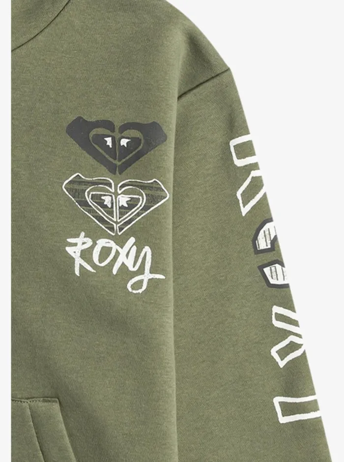 Surf Feeling 8211 Pullover Hoodie For Girls 4 8211 16 Oil Green Kids Roxy Sweatshirts and Hoodies