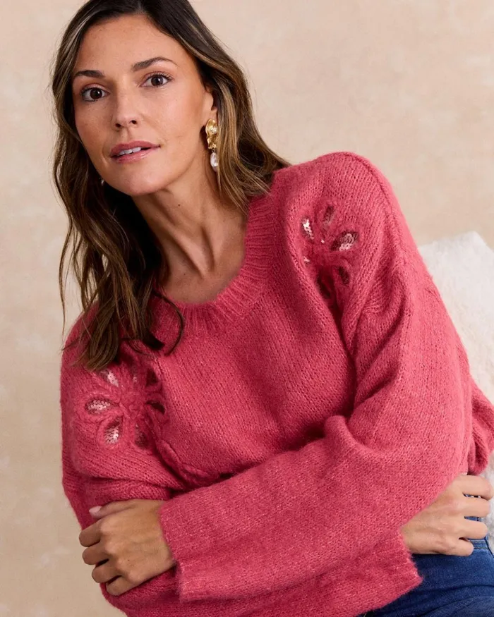 Sweater Knitted Calista Raspberry Women Polin Et Moi Knitted Sweater Knitted Calista Raspberry Women Polin Et Moi Knitted