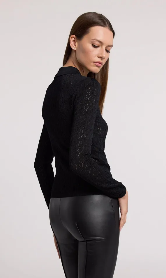 Sweaters and Sweatshirts Women Generation Love Clothing Angelica Pointelle Sweater Black