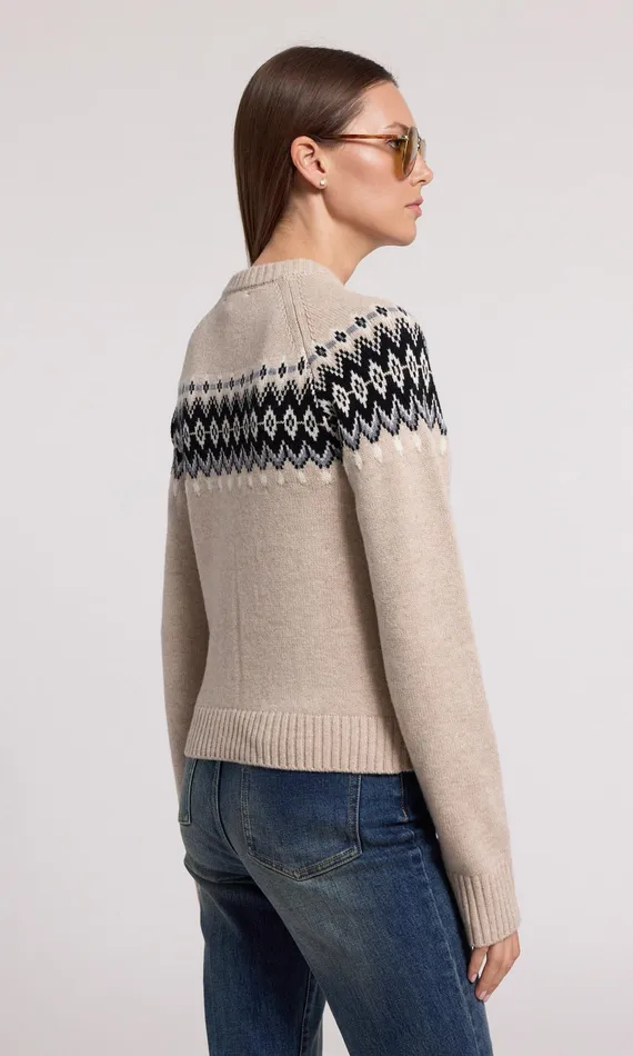 Sweaters and Sweatshirts Women Generation Love Clothing Frances Fair Isle Cardigan Heather Oatmeal