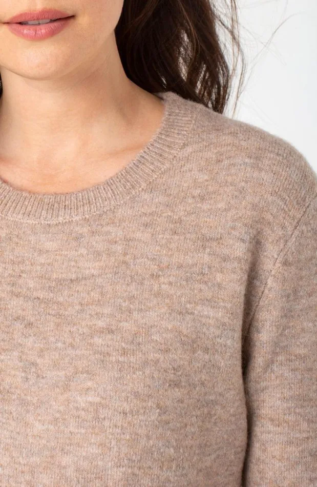 Sweaters Women Liverpool Los Angeles High Low Crew Neck Sweater Taupe Heather
