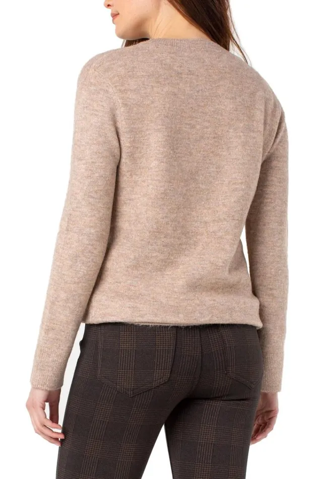 Sweaters Women Liverpool Los Angeles High Low Crew Neck Sweater Taupe Heather