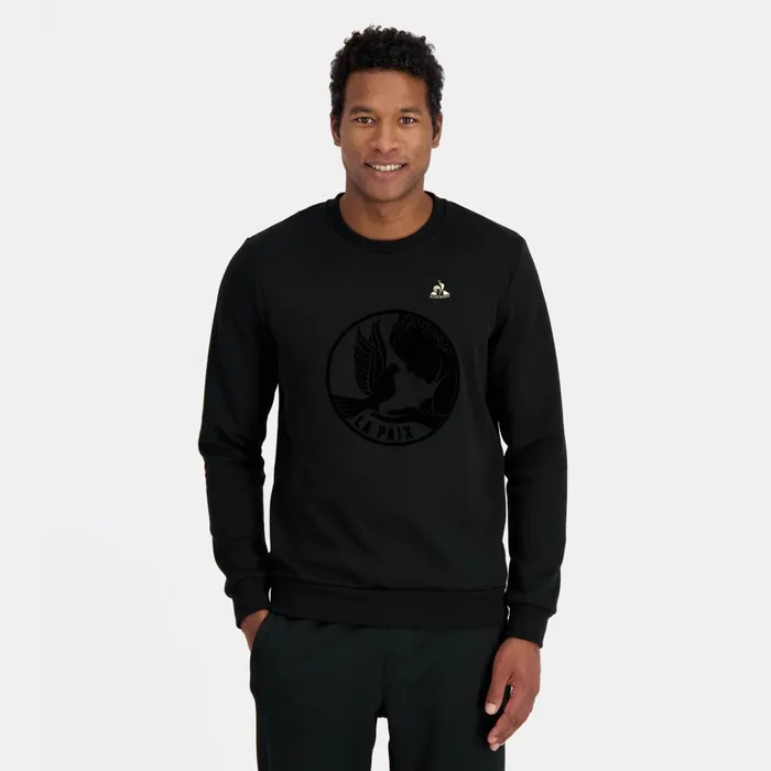 Sweatshirts Men Le Coq Sportif RoundNeck Sweatshirtshirt Motif La Paix Black