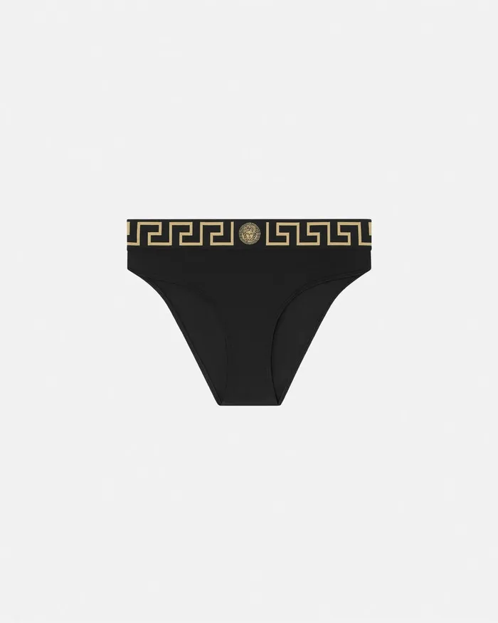 Swimwear Women Versace Greca Border Bikini Bottoms Black