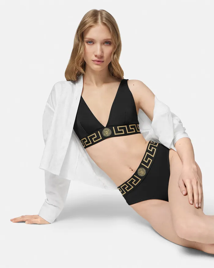 Swimwear Women Versace Greca Border Bikini Bottoms Black