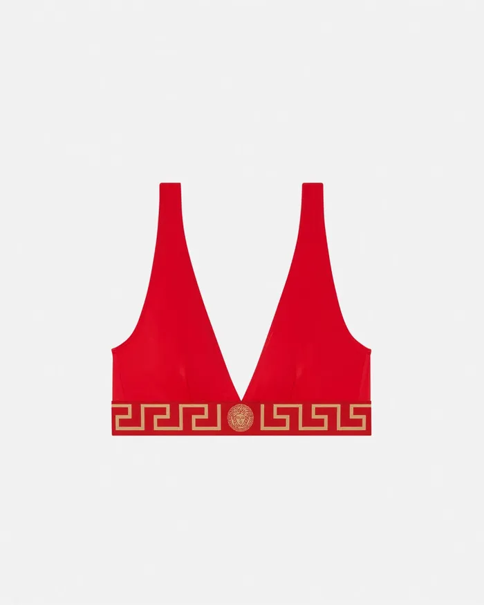 Swimwear Women Versace Greca Border Bikini Top Red