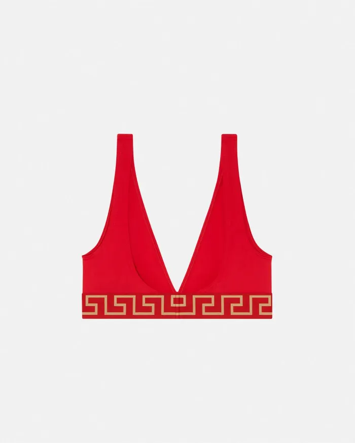 Swimwear Women Versace Greca Border Bikini Top Red