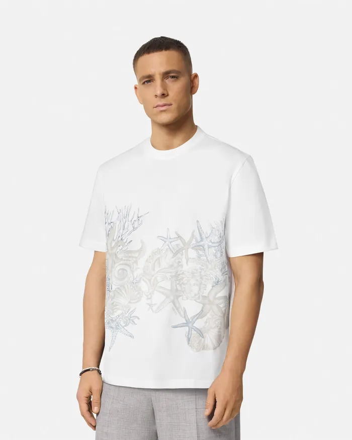 TShirts and Polos Men Versace Barocco Sea Graphic TShirt Whiteprint