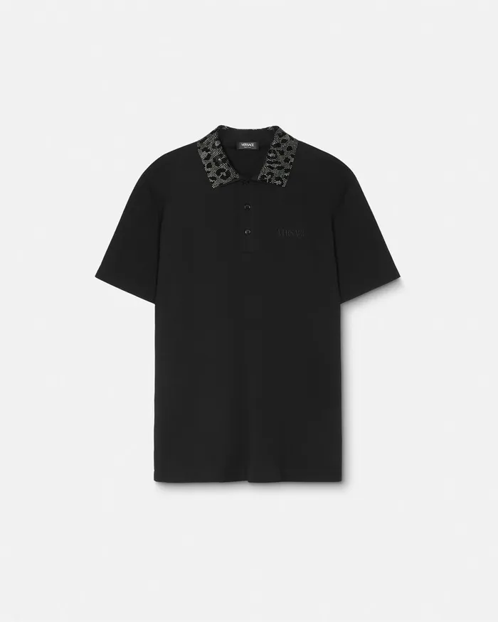 TShirts and Polos Men Versace Crystal Leopard Polo Shirt Black