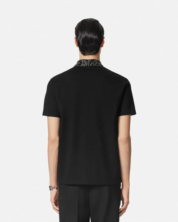 TShirts and Polos Men Versace Crystal Leopard Polo Shirt Black