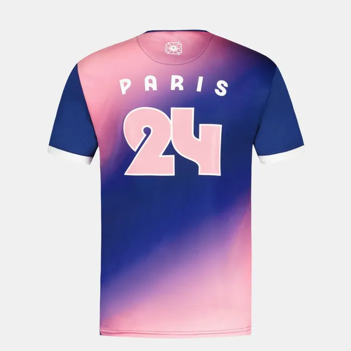 Tshirts And Tops Men Le Coq Sportif Paris 2024 TShirt Blue Depthspink Carnation