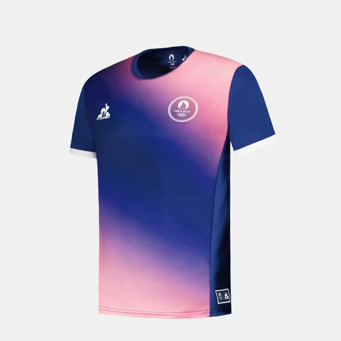 Tshirts And Tops Men Le Coq Sportif Paris 2024 TShirt Blue Depthspink Carnation