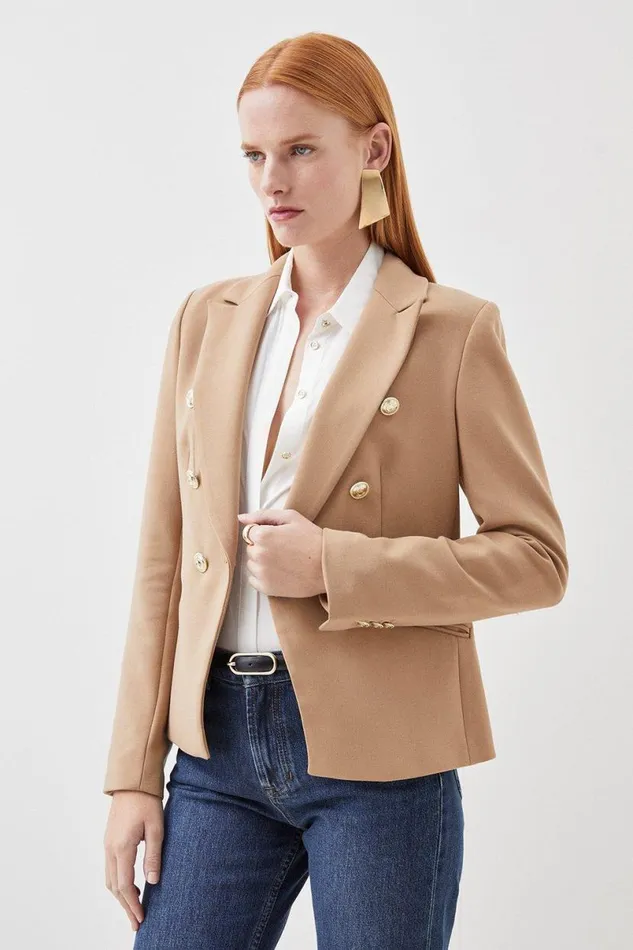 Tailored Button Military Blazer Camel Women Karen Millen Coats and Jackets