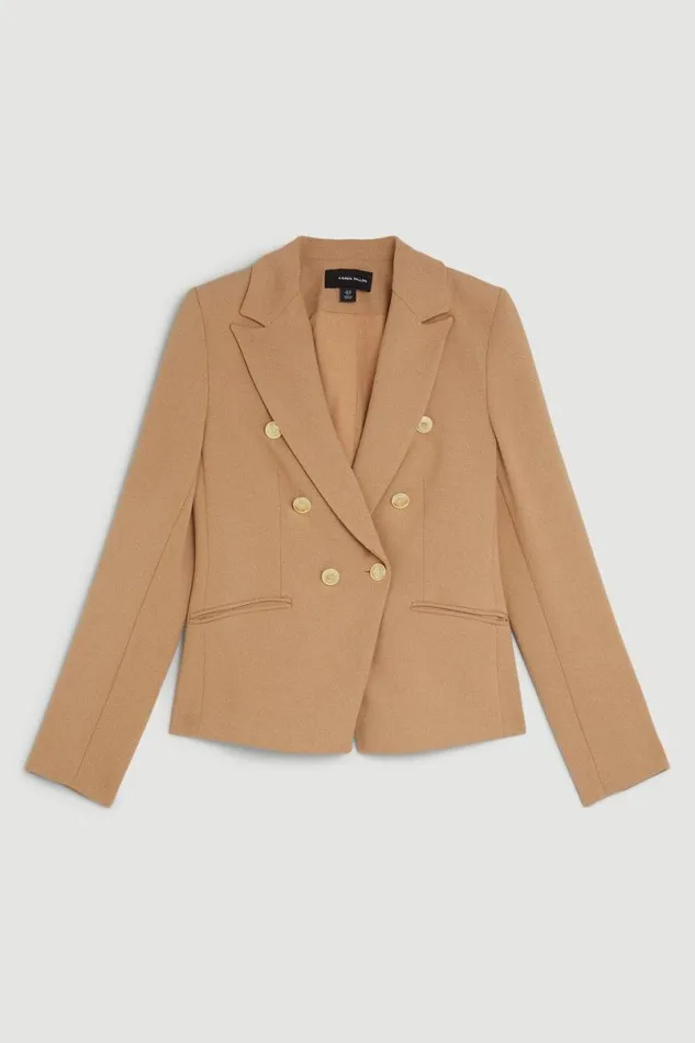 Tailored Button Military Blazer Camel Women Karen Millen Coats and Jackets