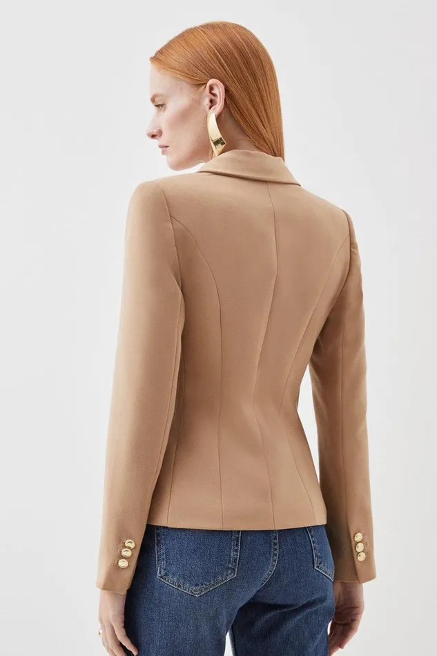 Tailored Button Military Blazer Camel Women Karen Millen Coats and Jackets