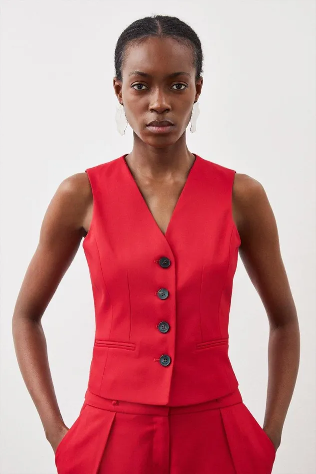 Tailored Double Breasted Blazer and Waistcoat Set Ivory Women Karen Millen CoOrds