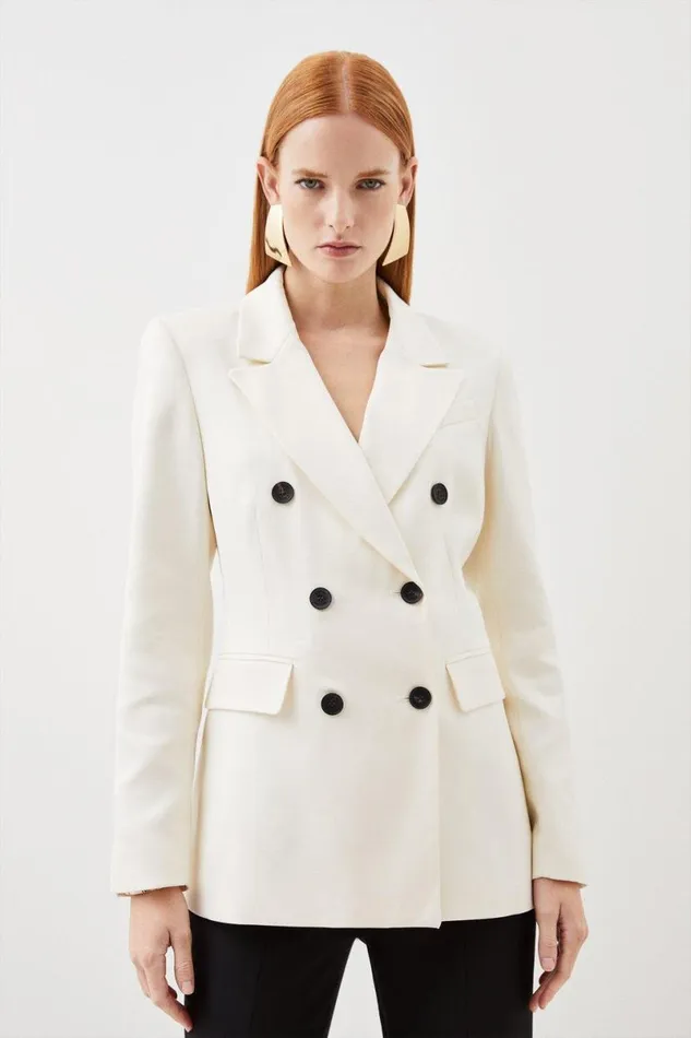 Tailored Double Breasted Blazer and Waistcoat Set Ivory Women Karen Millen CoOrds