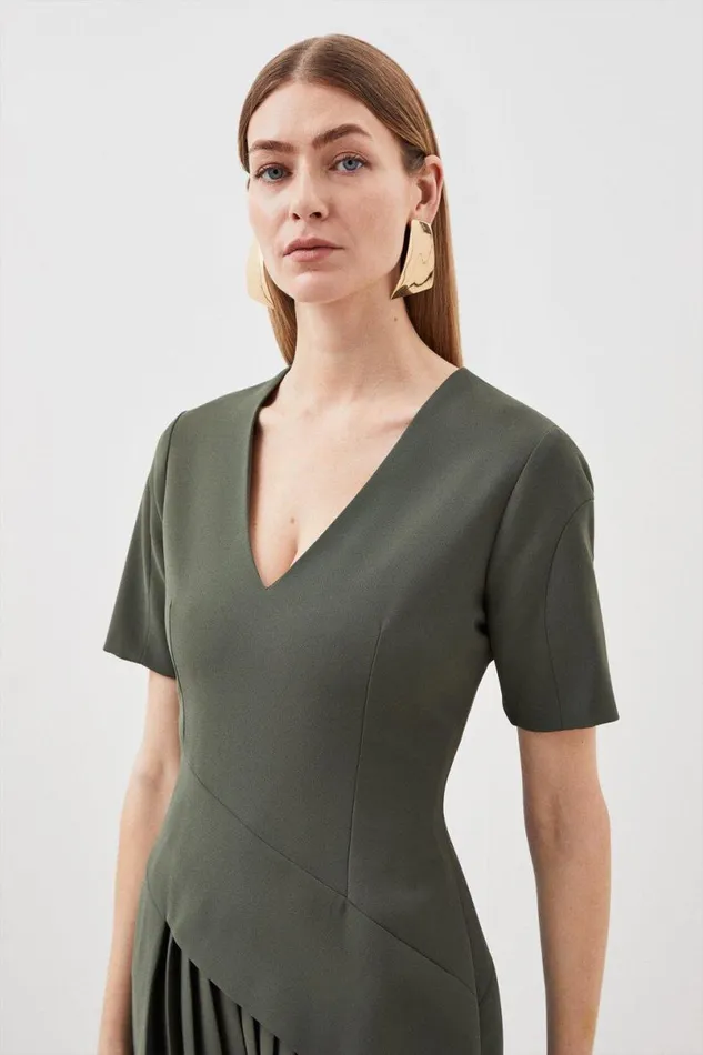 Tailored Pleated Front Military Mini Dress Khaki Women Karen Millen Dresses