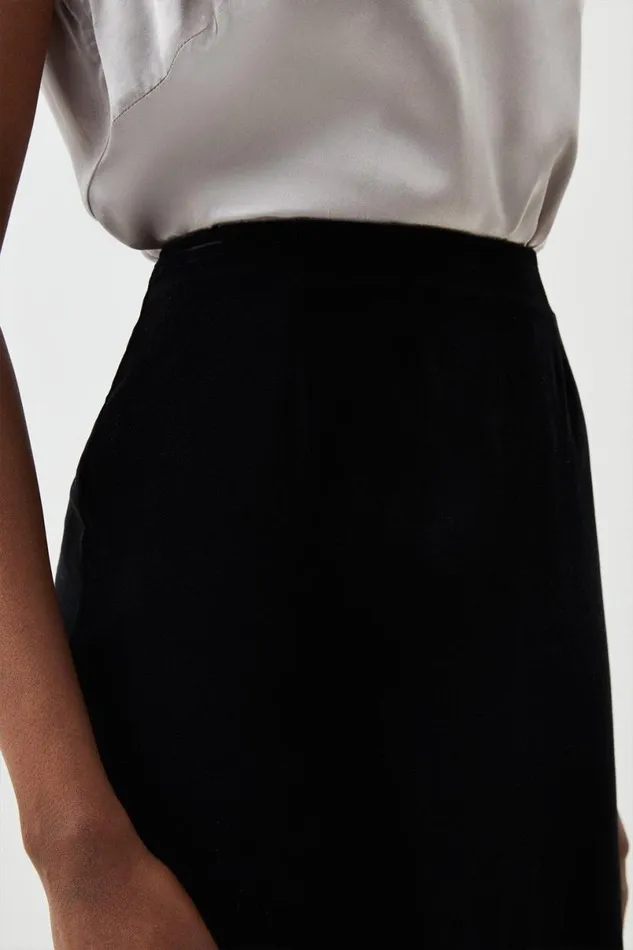Tailored Slinky Velvet Midi Skirt Black Women Karen Millen Skirts