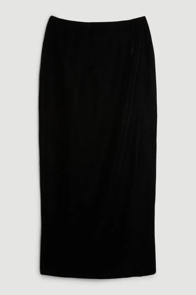 Tailored Slinky Velvet Midi Skirt Black Women Karen Millen Skirts