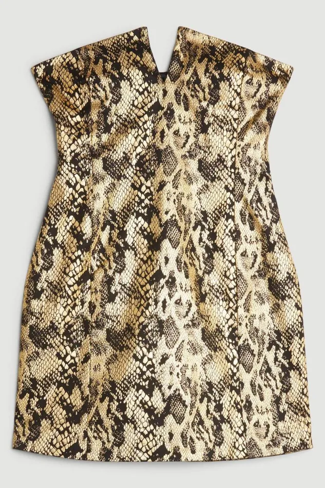Tailored Strapless Print Detail Mini Dress Multi Women Karen Millen Dresses