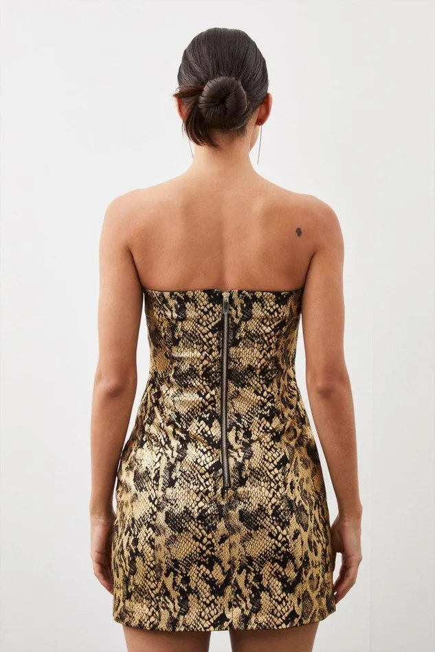 Tailored Strapless Print Detail Mini Dress Multi Women Karen Millen Dresses