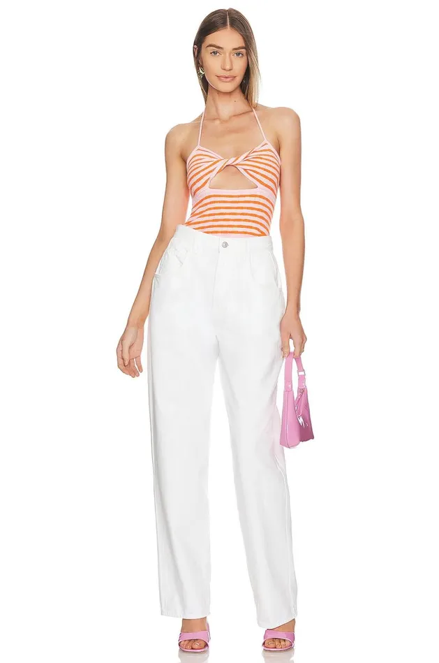 Talia Knit Halter Top Orange Multi Women Lovers Friends Tops