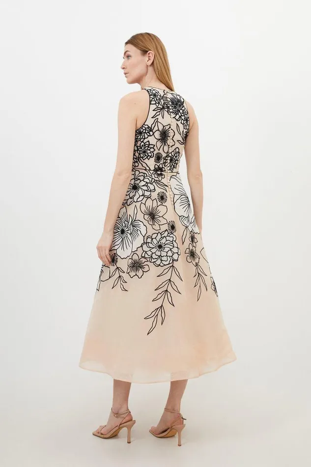 Tall Appplique Organdie Halter Woven Maxi Dress Blush Women Karen Millen Dresses