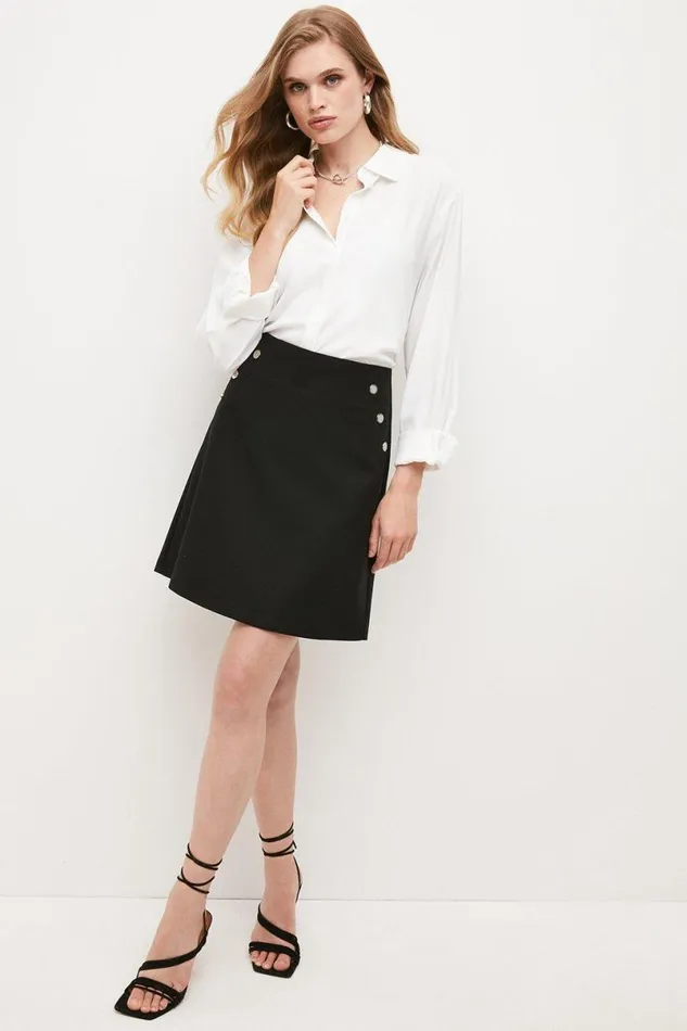 Tall Essential Techno Woven Skirt Black Women Karen Millen Skirts