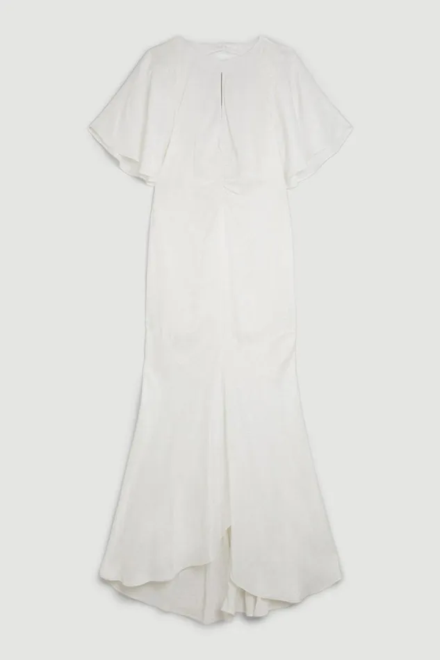 Tall Satin Crepe Woven Angel Sleeve Maxi Ivory Women Karen Millen Dresses