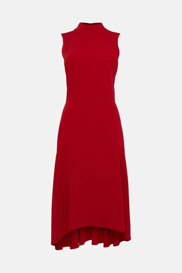Tall Soft Tailored High Low Midi Dress Red Women Karen Millen Dresses