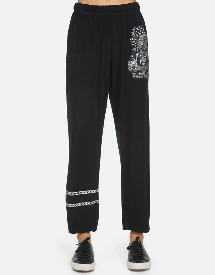 Tanzy Crystal Rocker Teddy Black Women039s Lauren Moshi Long Sweatpants