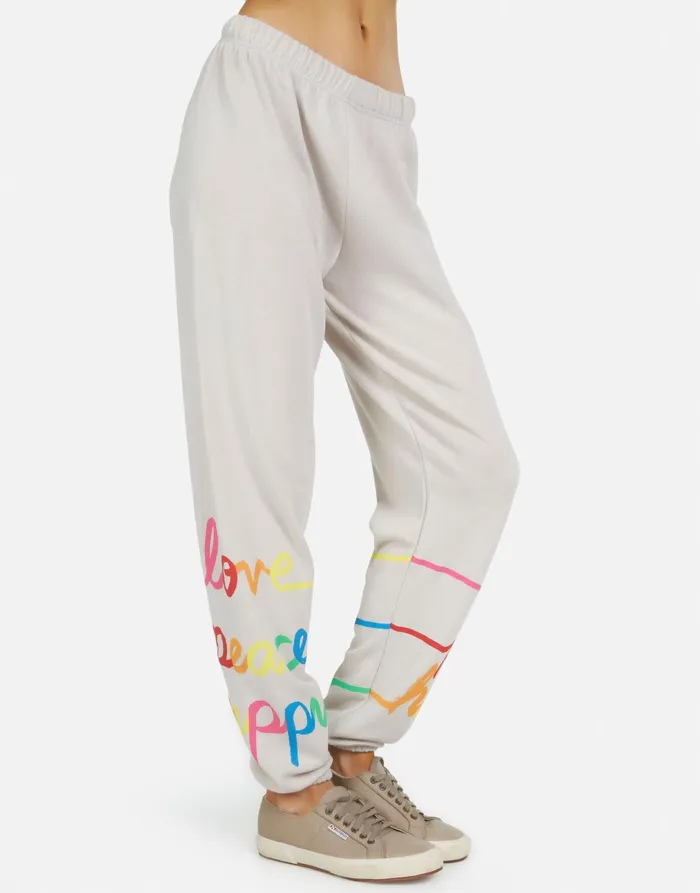 Tanzy Love Peace Happiness Cloud Women039s Lauren Moshi Long Sweatpants