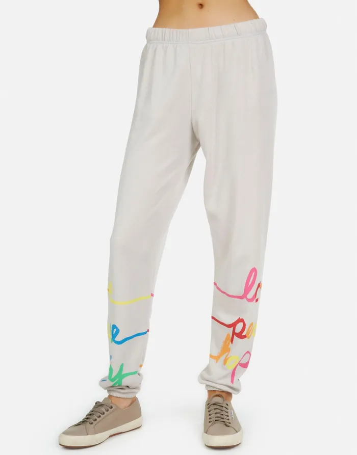 Tanzy Love Peace Happiness Cloud Women039s Lauren Moshi Long Sweatpants