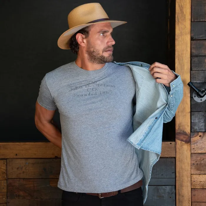 Tees Men Stetson John B Stetson Co Graphic Tee Grey