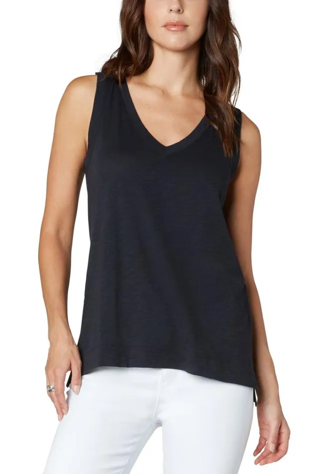Tees Women Liverpool Los Angeles Sleeveless VNeck Knit Tee Black