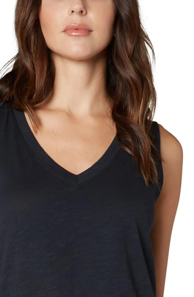 Tees Women Liverpool Los Angeles Sleeveless VNeck Knit Tee Black