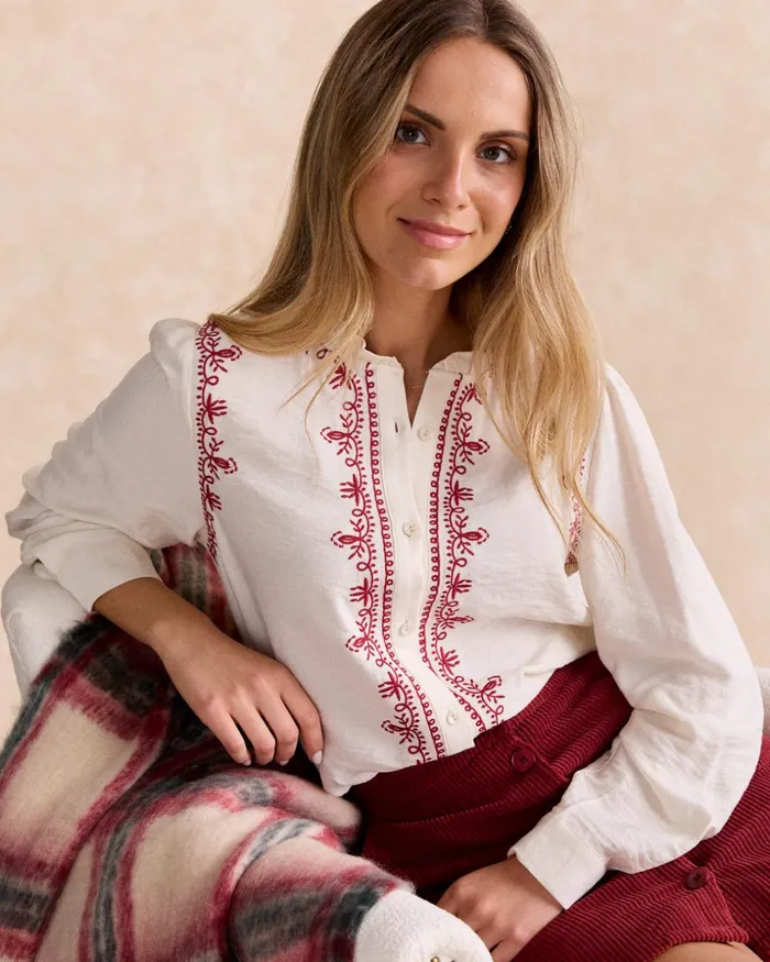 Teresa Embroidered Shirt White Women Polin Et Moi Blouses And Shirts
