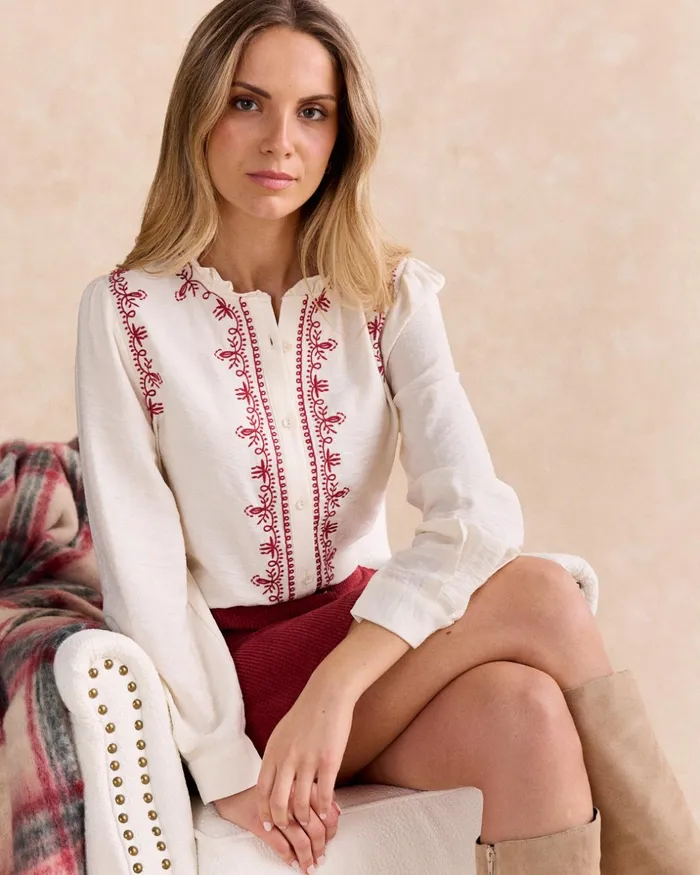 Teresa Embroidered Shirt White Women Polin Et Moi Blouses And Shirts Teresa Embroidered Shirt White Women Polin Et Moi Blouses And Shirts
