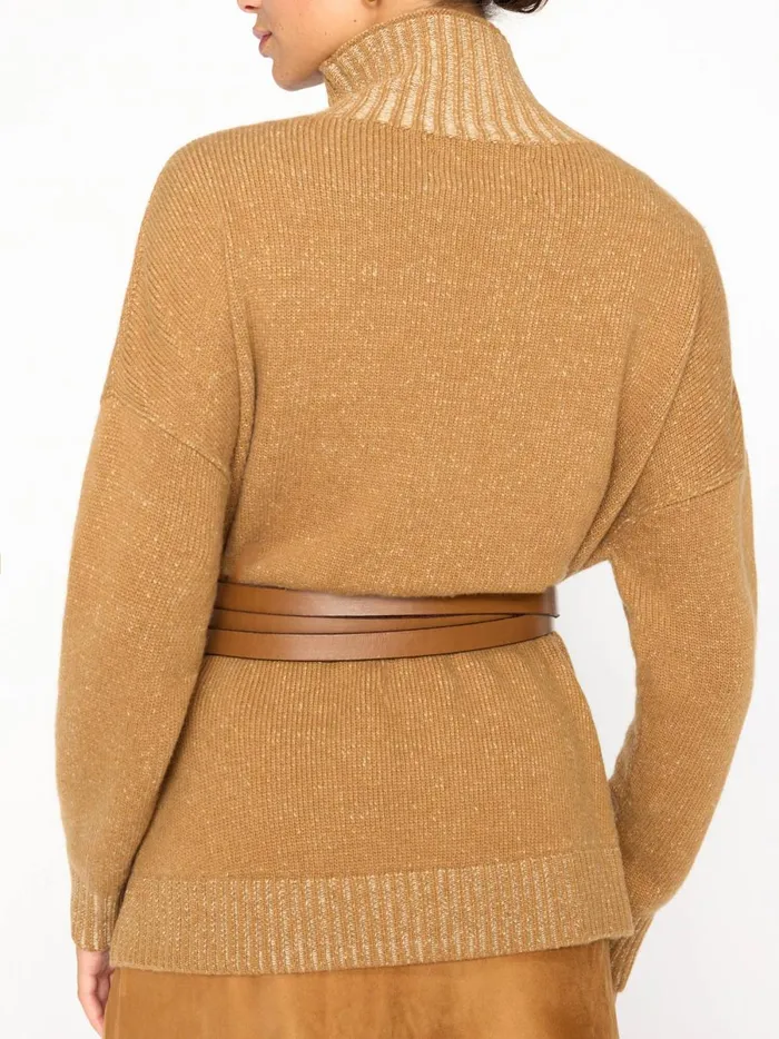 The Ana Turtleneck Camel Plaited Combo Women Brochu Walker Sweaters
