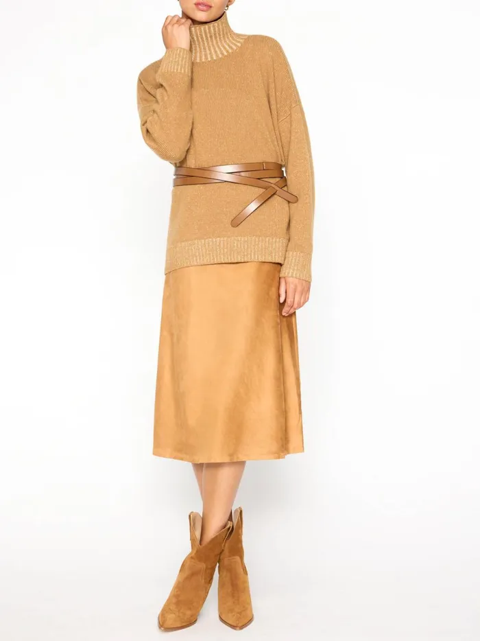 The Ana Turtleneck Camel Plaited Combo Women Brochu Walker Sweaters