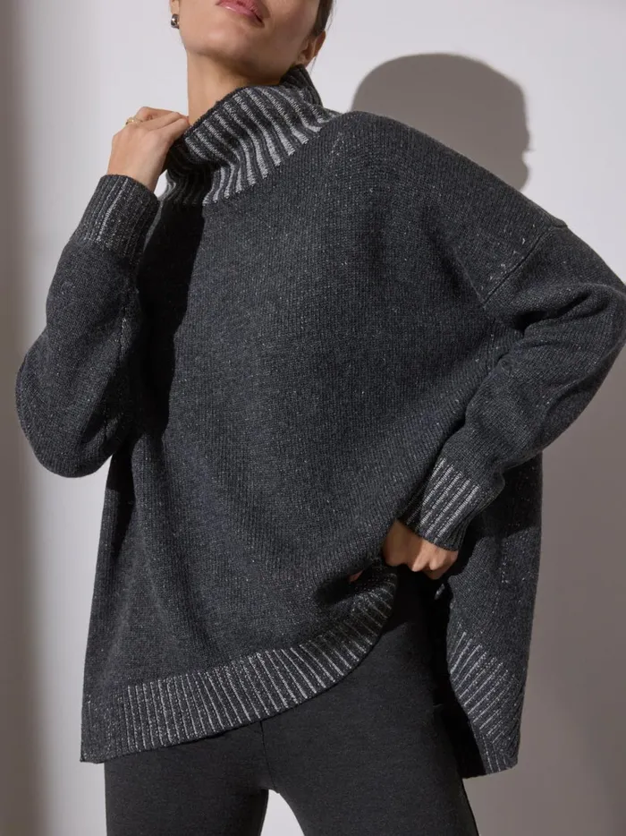 The Ana Turtleneck Flannel Plaited Combo Women Brochu Walker Sweaters