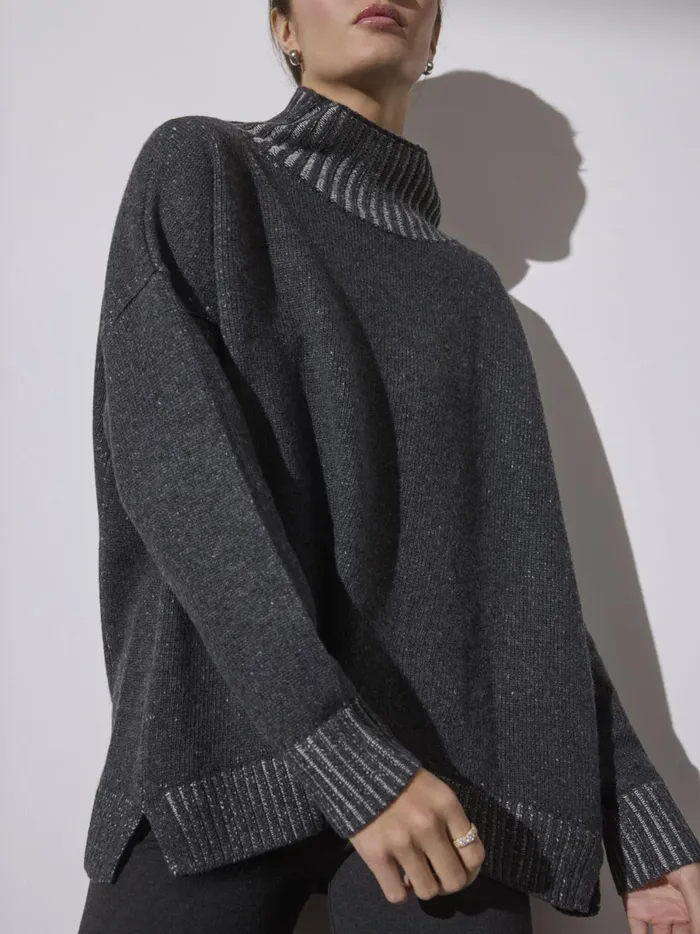 The Ana Turtleneck Flannel Plaited Combo Women Brochu Walker Sweaters