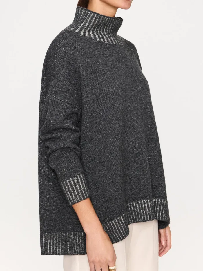 The Ana Turtleneck Flannel Plaited Combo Women Brochu Walker Sweaters