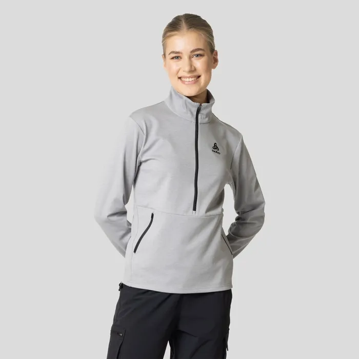 The Ascent 365 Mid Layer Half Zip Grey Melange Women Odlo Hiking