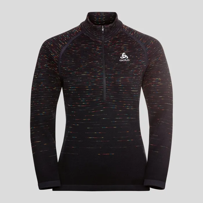 The Blackcomb Halfzip Mid Layer Black 8211 Space Dye Women Odlo Mid Layers and Longsleeves